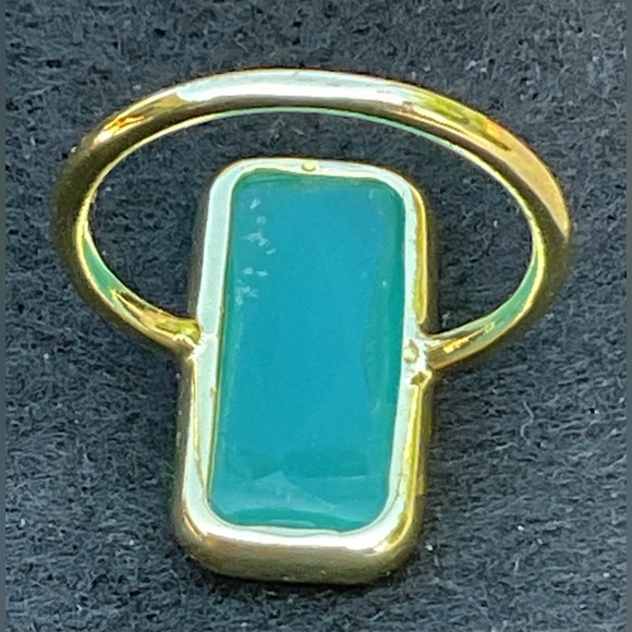 Amazonite Chalcedony 18k Gold Clad Fancy Cut Wholesale Gemstone  Rectangle Ring - Picture 5 of 6